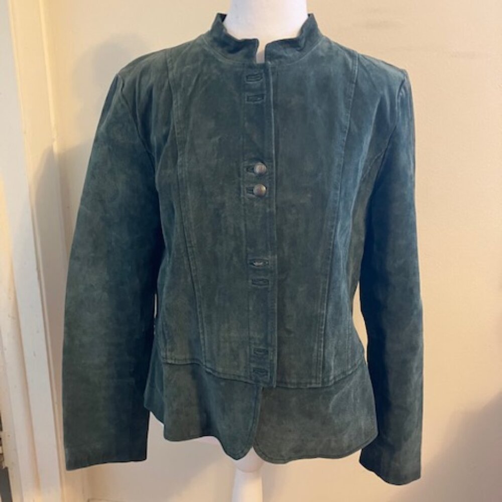 Green Suede Military Style Jacket